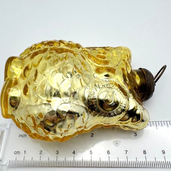 Owl Mercury Glass Ornament Kugel Style Lemon Yellow Christmas 4" - Picture 2 of 7